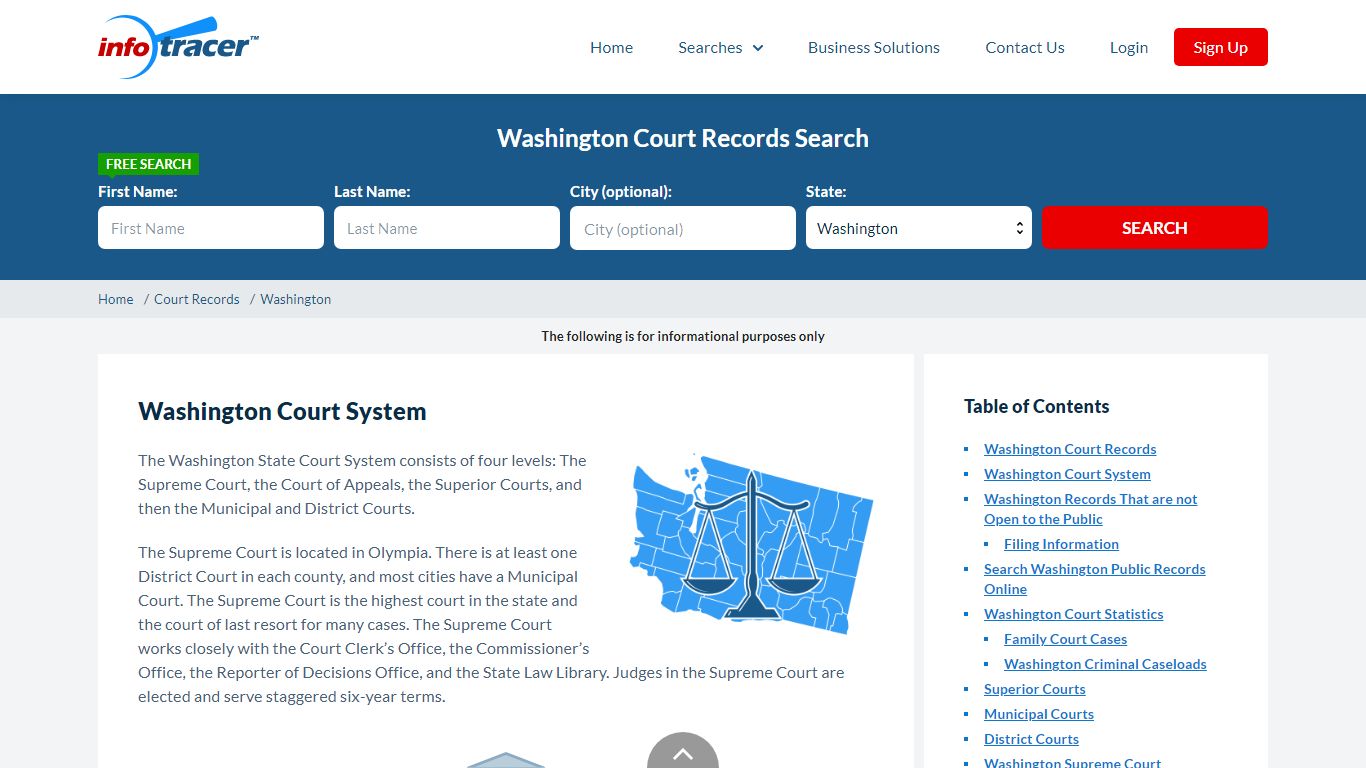 Search Washington Court Records By Name Online - InfoTracer
